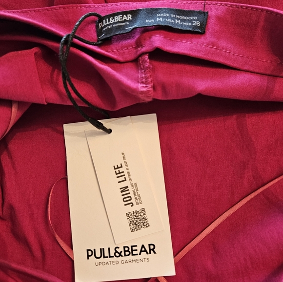 Pull&Bear Fuscia Halter Ruched Mini Dress Spaghetti Straps Sz M NWT - Picture 9 of 13